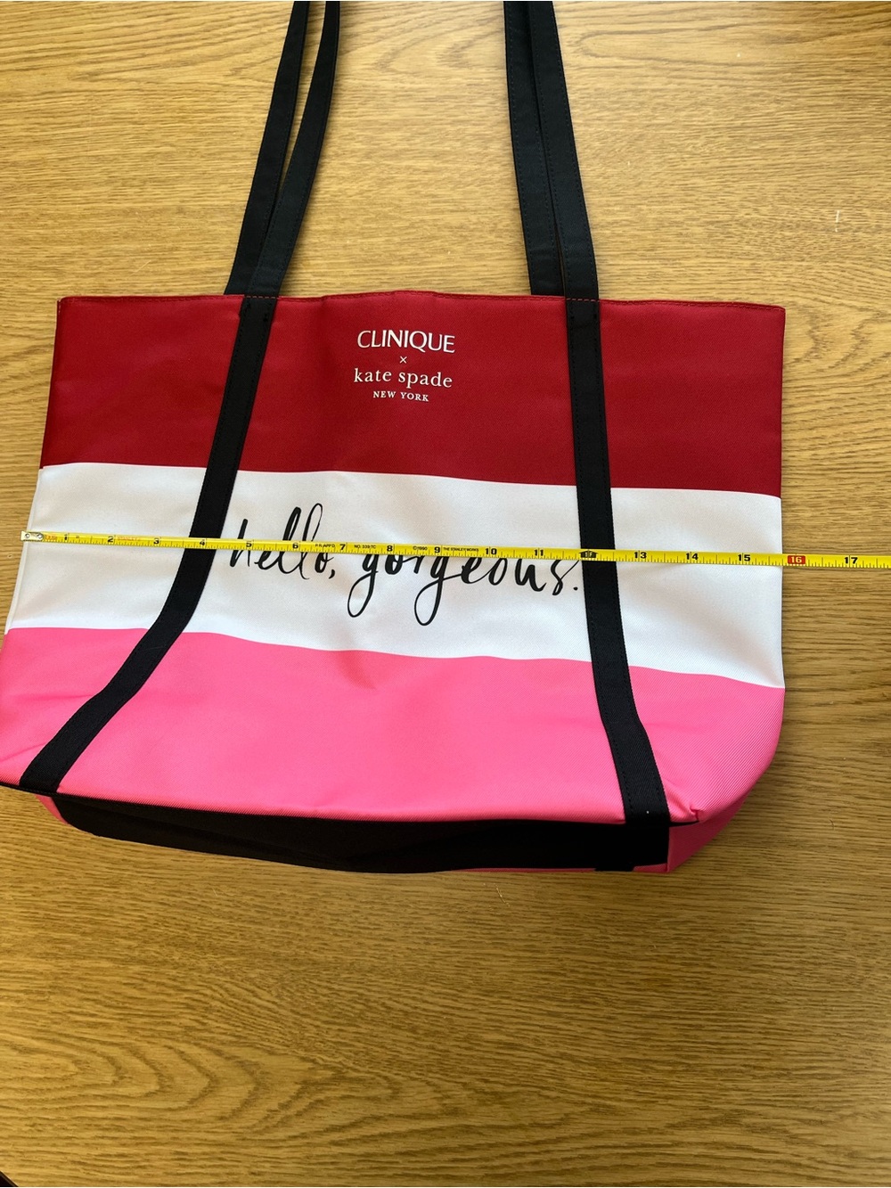 kate spade Red, White & Pink Striped "hello, gorgeous” Shopper Tote - Picture 5 of 6